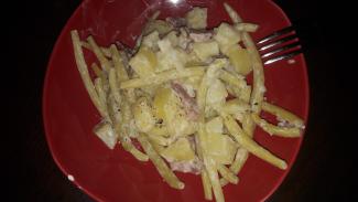 Haricots beurre, pommes de terre et lardons 