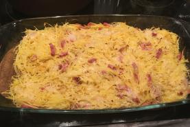 Courge spaghetti à la crème et au bacon